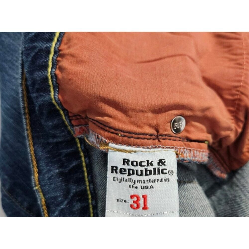 ROCK & REPUBLIC ROTH crthwrw Women Sz 31 Flare Dark Wash Jean Embellished - Picture 5 of 6